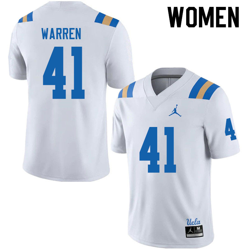 Jordan Brand Women #41 Jelani Warren UCLA Bruins College Football Jerseys Sale-White